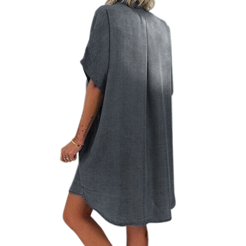 Irvine Cotton Pocketed Denim Babydoll Dress Vintage Black