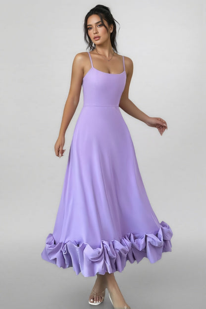 Karia U-Neck Large Hemline Maxi Dress-Purple