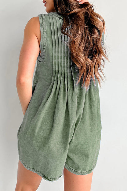 Casual Street Pocket Lace Up V Neck Sleeveless Loose Denim Jumpsuits(9 Colors)