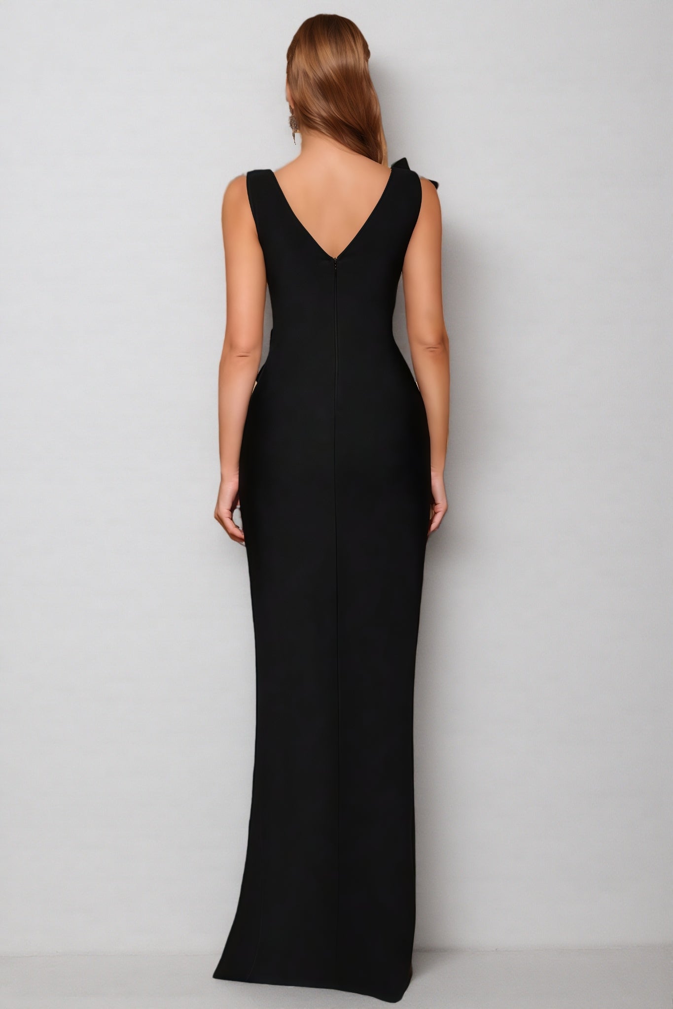Ferean Diamond Studded Floral Bandage Maxi Dress