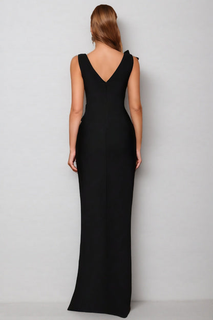 Ferean Diamond Studded Floral Bandage Maxi Dress