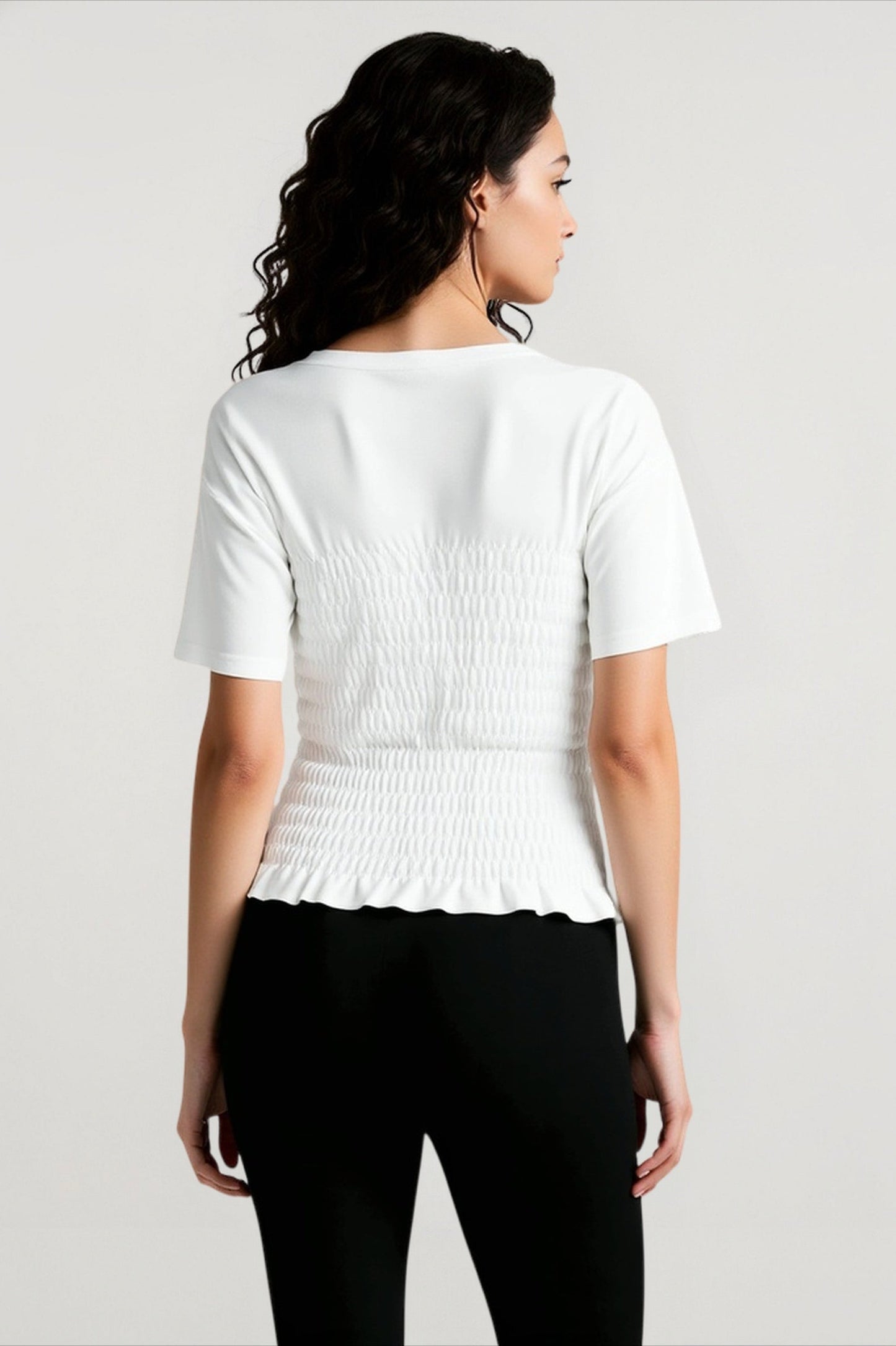 Ruched Waist Puff Hem T-shirts