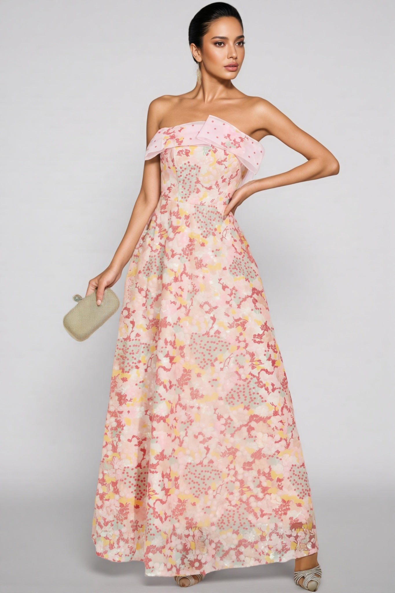 Nivenad Pink Sequin Bodycon Maxi Dress