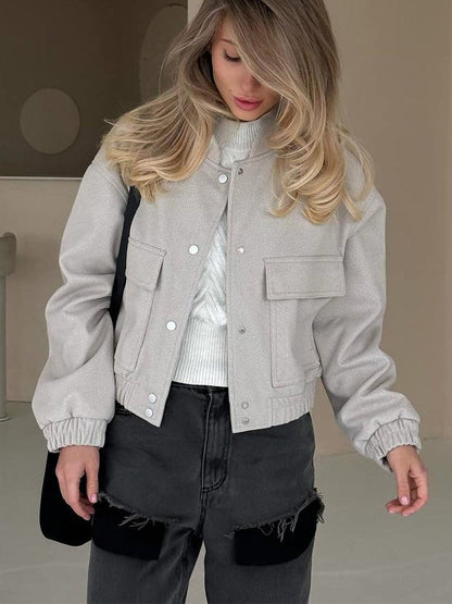Cropped Outerwear Utility Pocket Jacket
