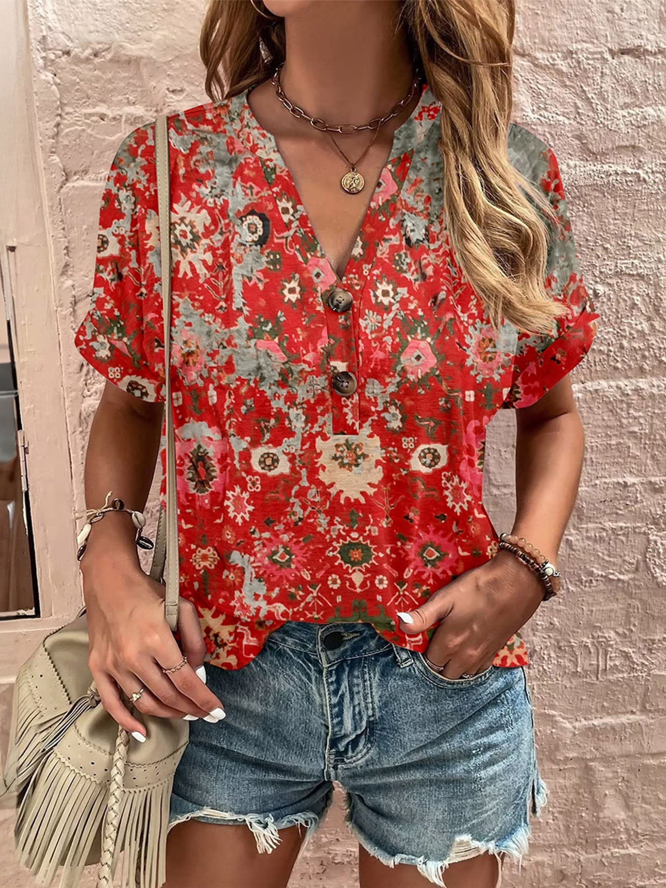 Button Fashion Tops