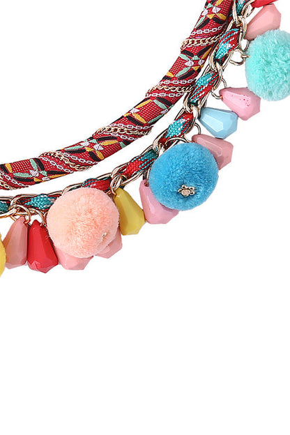 Ethnic Necklace & Fluffy Earring