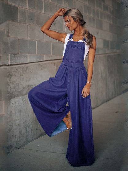 Denim Loose Pocket Jumpsuit