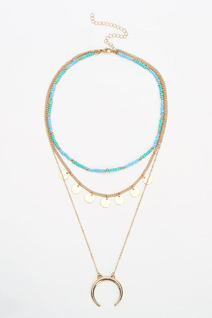 Bead Pendant Moon Necklace