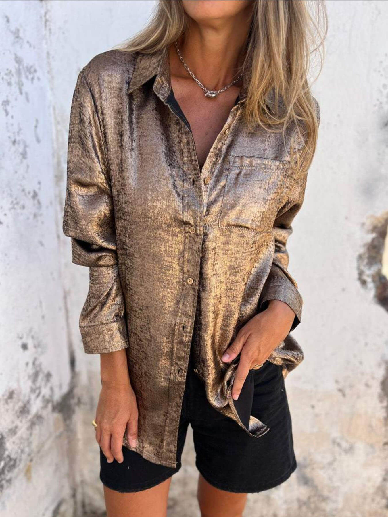 Gloss Stylish Lapel Shirt