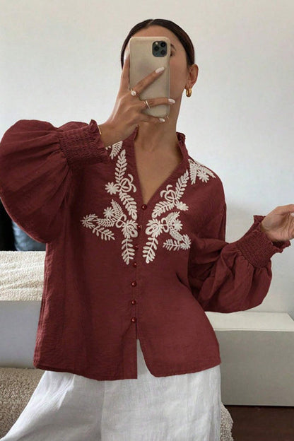Everyday Luck Floral Embroidered Cotton Top - 5 Colors