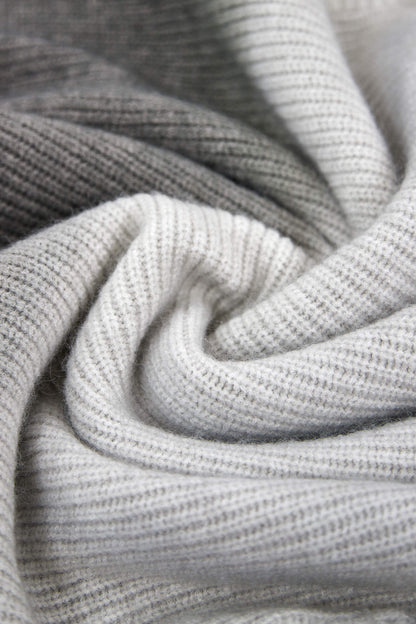 Grey Two-Tone Knit Sweater