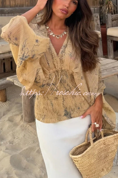 Bohemian Style Ibiza Embroidered Wide-sleeved Shirt