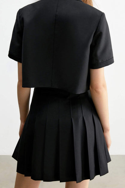 Charlize Black Pleated Skirt