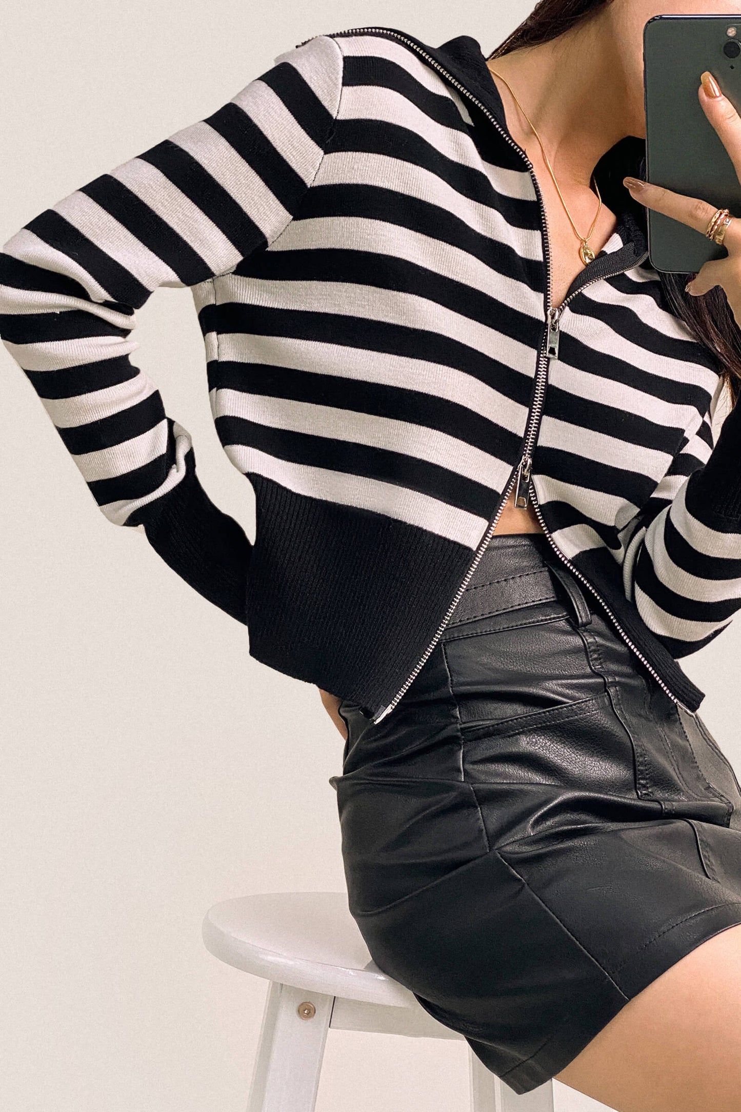 Black Vegan Leather Belted High Rise A-Line Mini Skirt