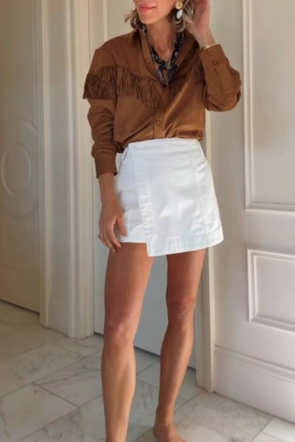 Taupe Clea Fringe Shirt