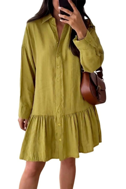 Women's Fashion Loose Button Down Shirt Dress