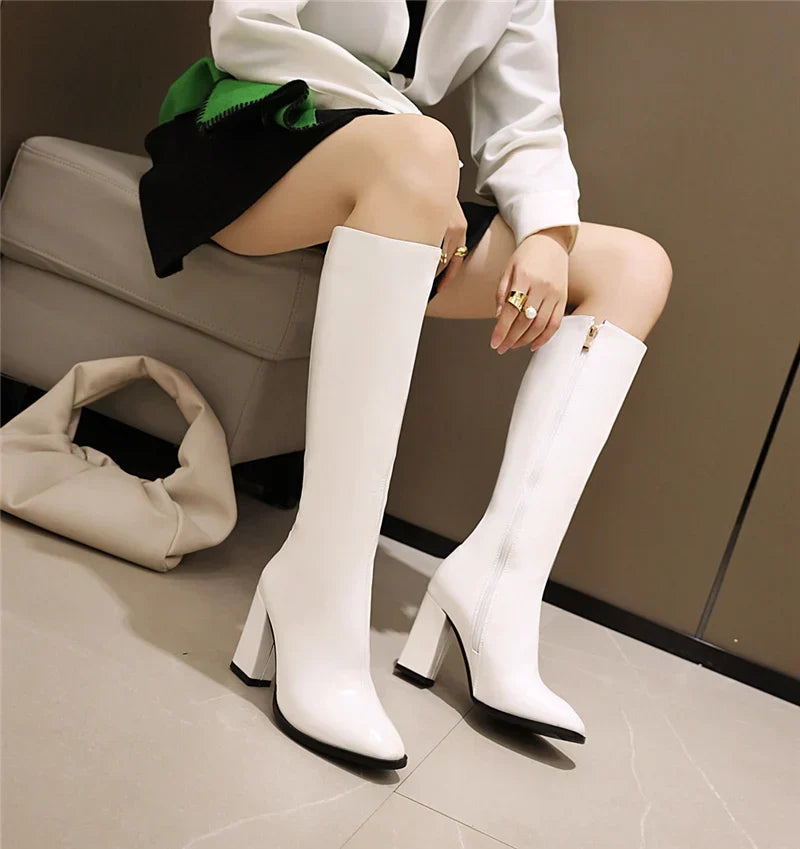 Elegant Stylish Chic Fashionable Modern Comfortable Pointed Toe Knee High Boots