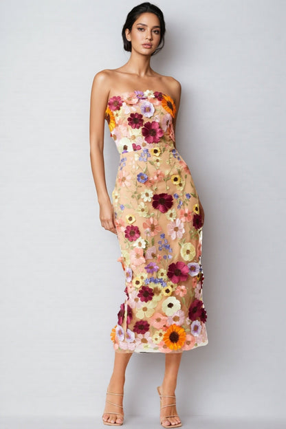 Winslet Embellished Floral Lace Midi Dress