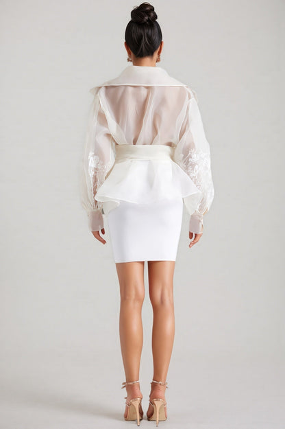 Larkad White Embroidery Blazer