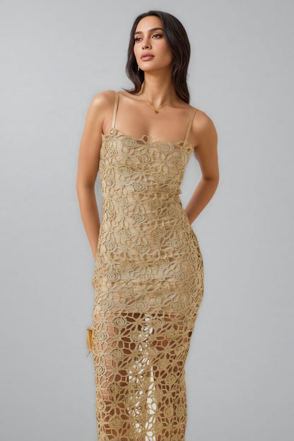 Zephyra Floral Embroidery Midi Dress Set