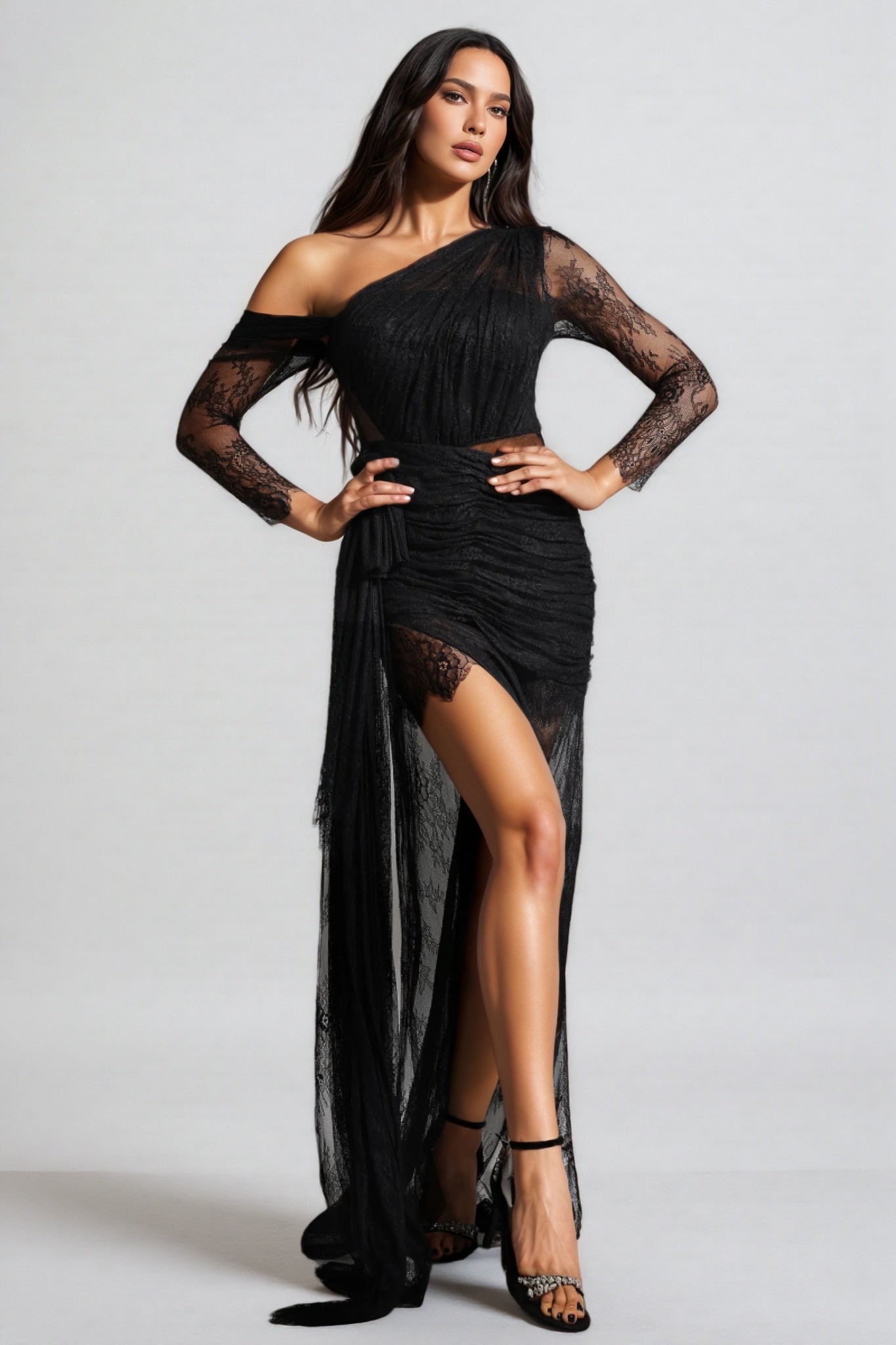 Koand One Shoulder Slit Maxi Dress