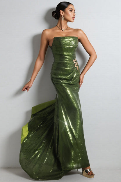 Rhea Sleeveless Lacing Sequin Maxi Dress