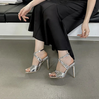 Shiny New 10Cm Thin High Heel  Peep Toe Buckle Strap High Heel