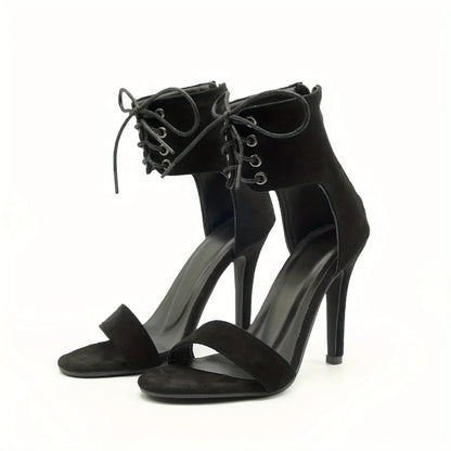Stylish 2024  Open Toe Lace Hollow Cross Roman Designer High Heel