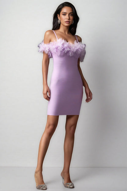 Yoril Sleeveless Flowers Bandage Mini Dress