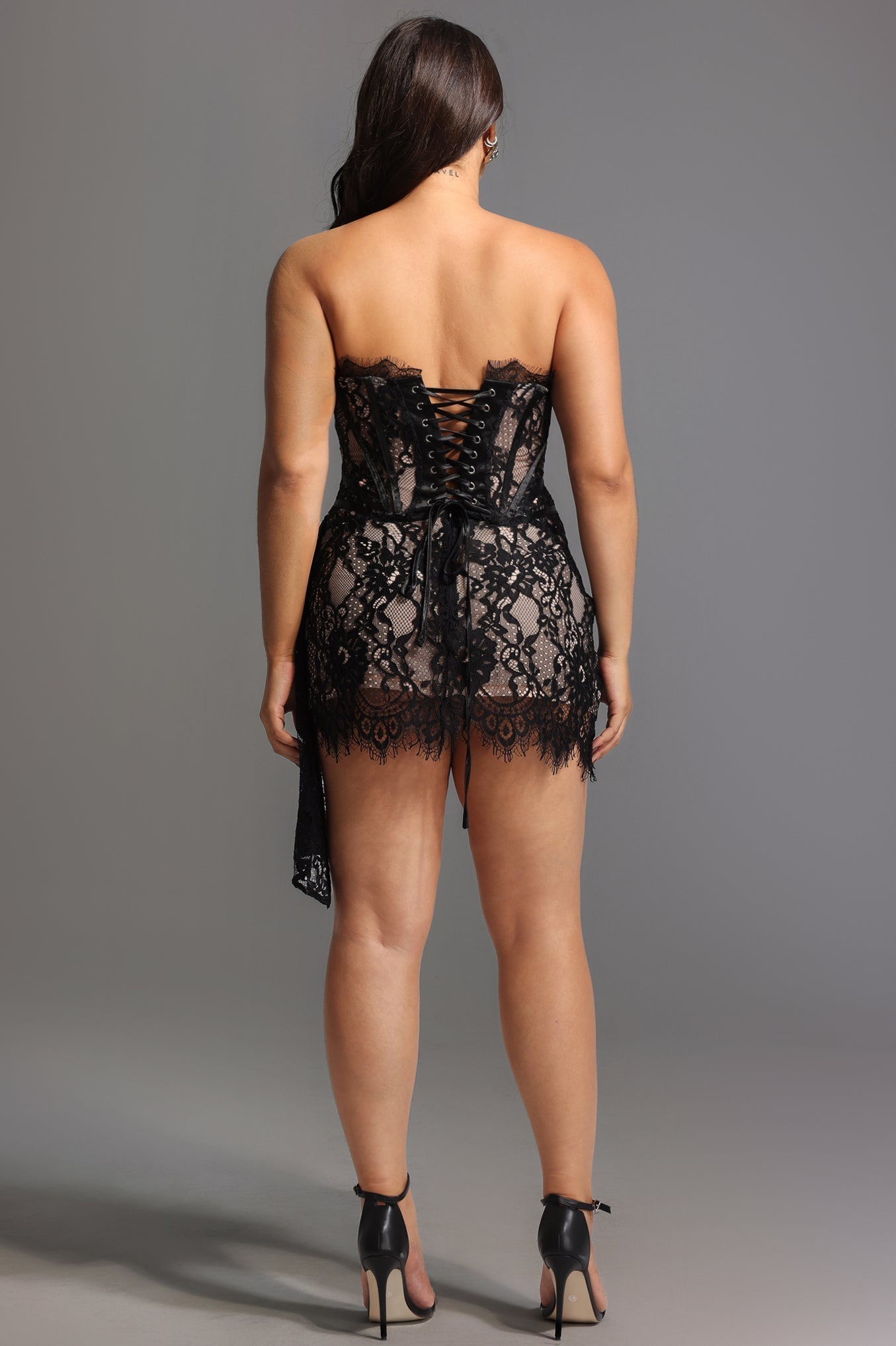 Asymmetric Lace Mini Dress