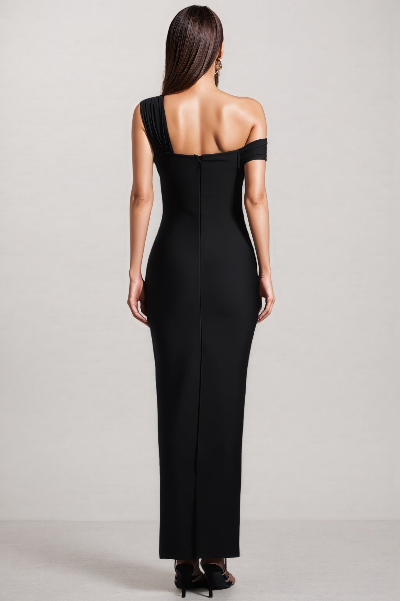 Zinnilk One Shoulder Diamond Bandage Maxi Dress