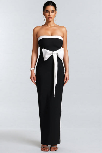Lala Bandage Strapless Bow Maxi Dress