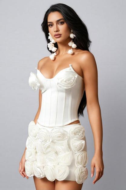 Quer Strapless 3D Flower Mini Dress