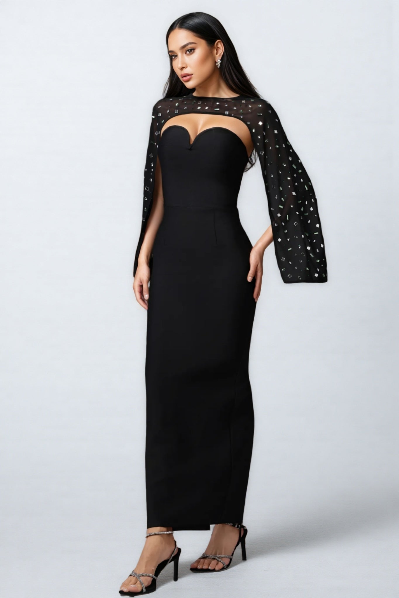 Trudie V-Neck Sleeveless Diamond Maxi Dress