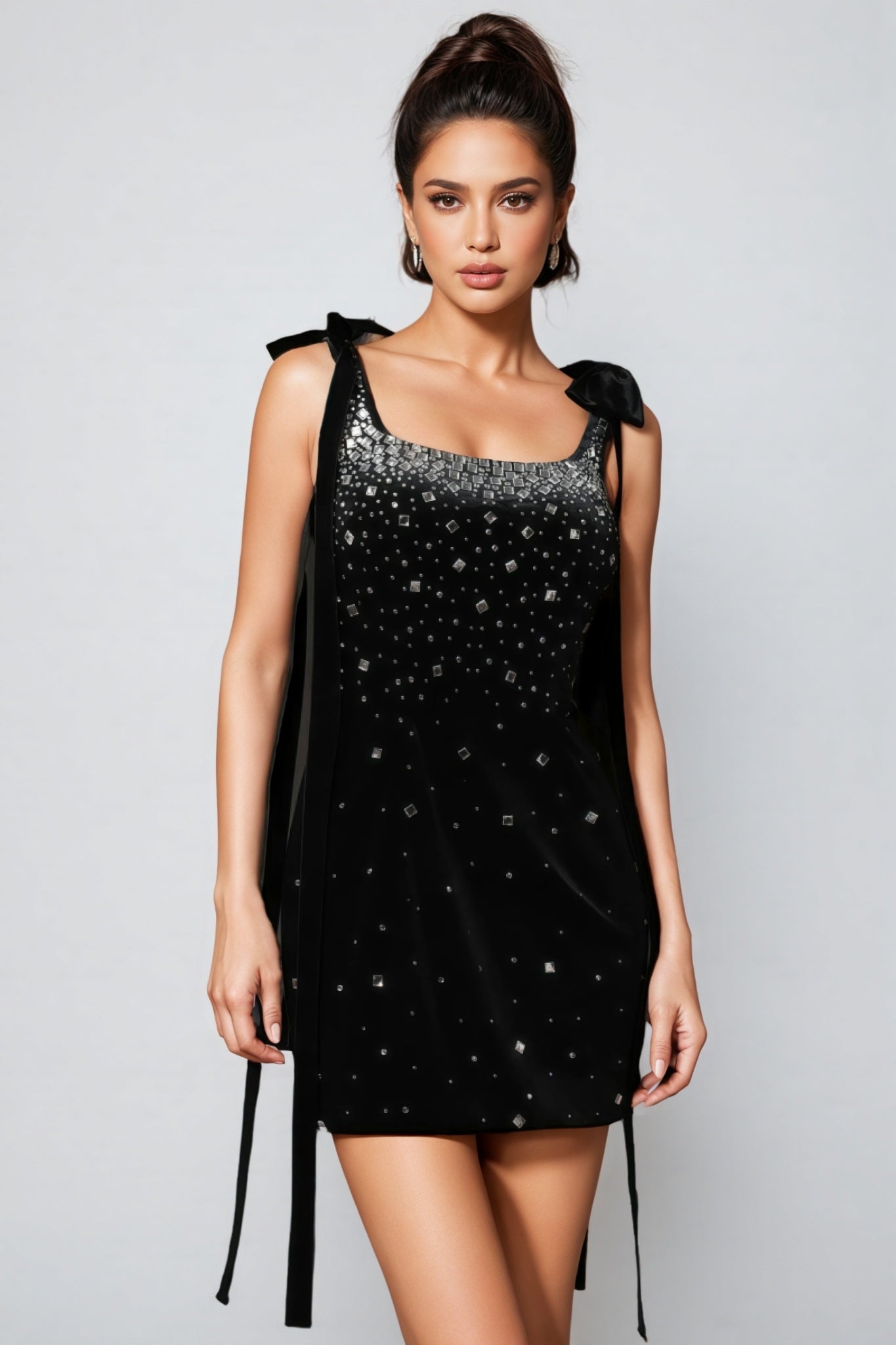 Rayner Sleeveless Bow Diamond Mini Dress