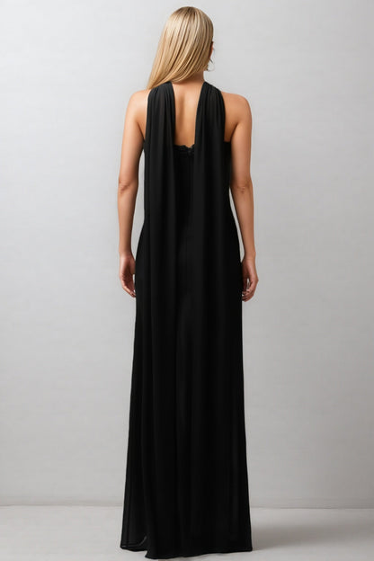Gricely Sleeveless Tulle Ribbon Bandage Maxi Dress