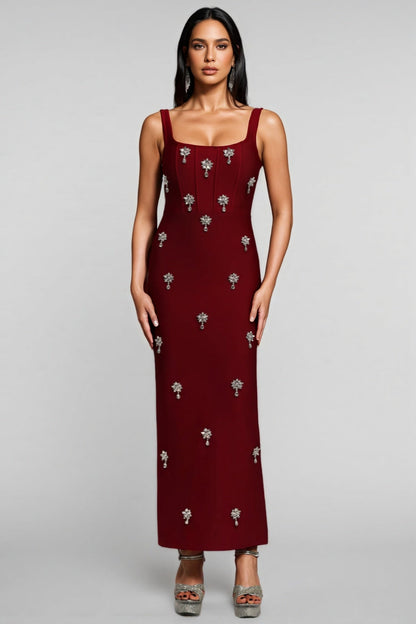 Rykert Sleeveless Diamond Bandage Maxi Dress