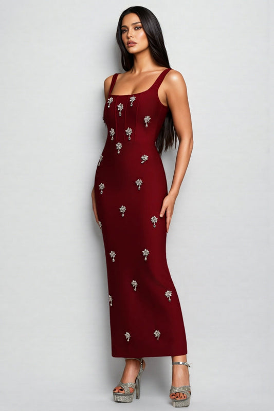 Rykert Sleeveless Diamond Bandage Maxi Dress