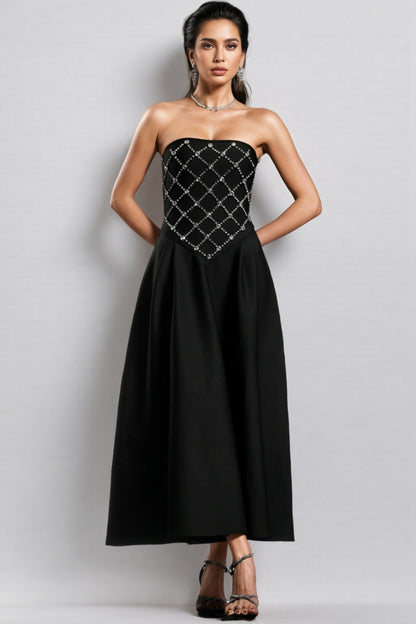Ilarid Black Studded Bandage Maxi Dress