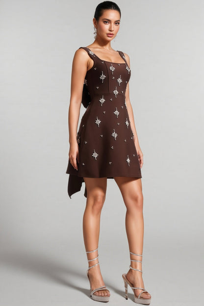 Julieta Square Neck Rhinestone Bandage Maxi Dress