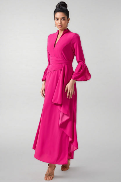 Indra Solid Pleated Split Midi Dress