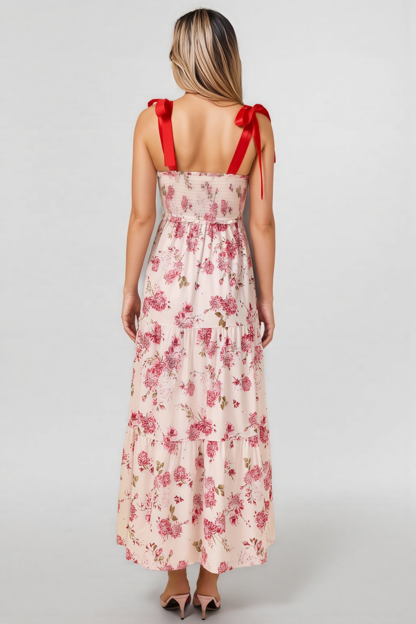Barbsd Red Floral Maxi Dress