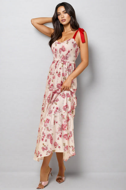 Barbsd Red Floral Maxi Dress