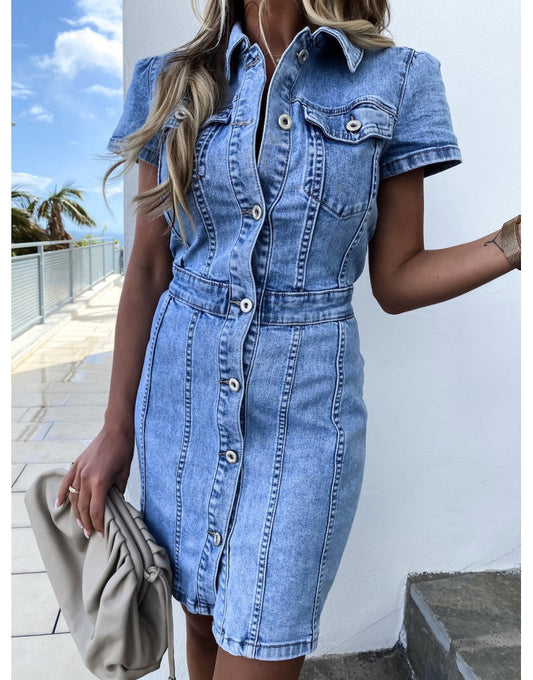 Tribeca Pocketed Button Down Denim Dress FINAL