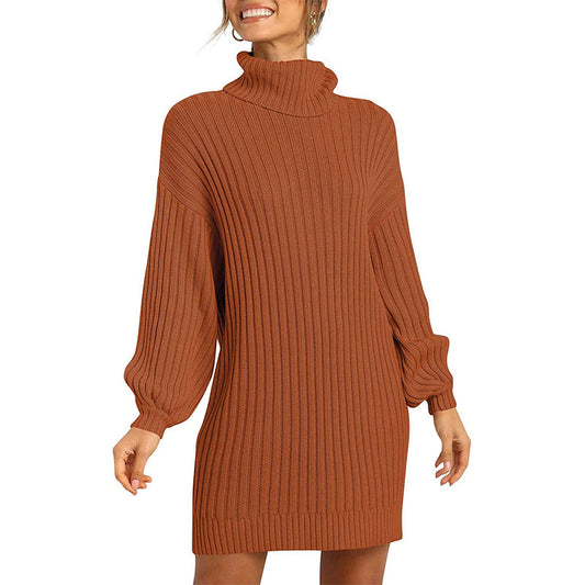 Frozen Heart Turtleneck Sweater Dress Clay