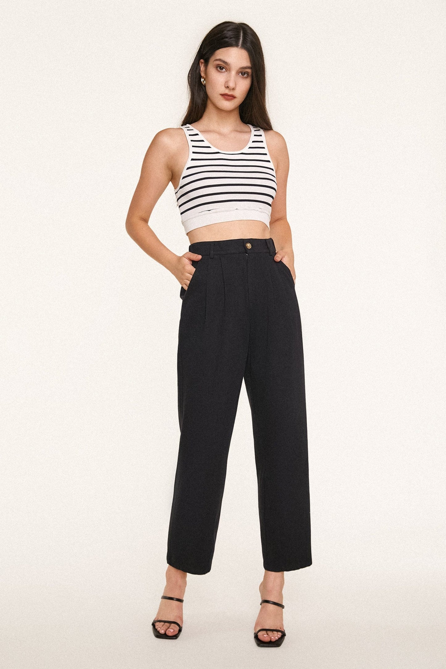 Black Twill Wide Leg Work Pants