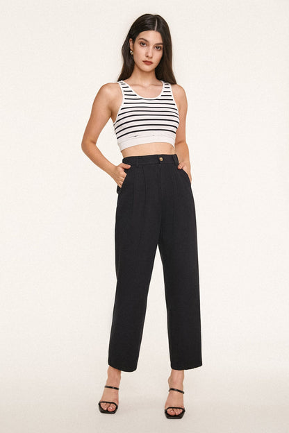 Black Twill Wide Leg Work Pants