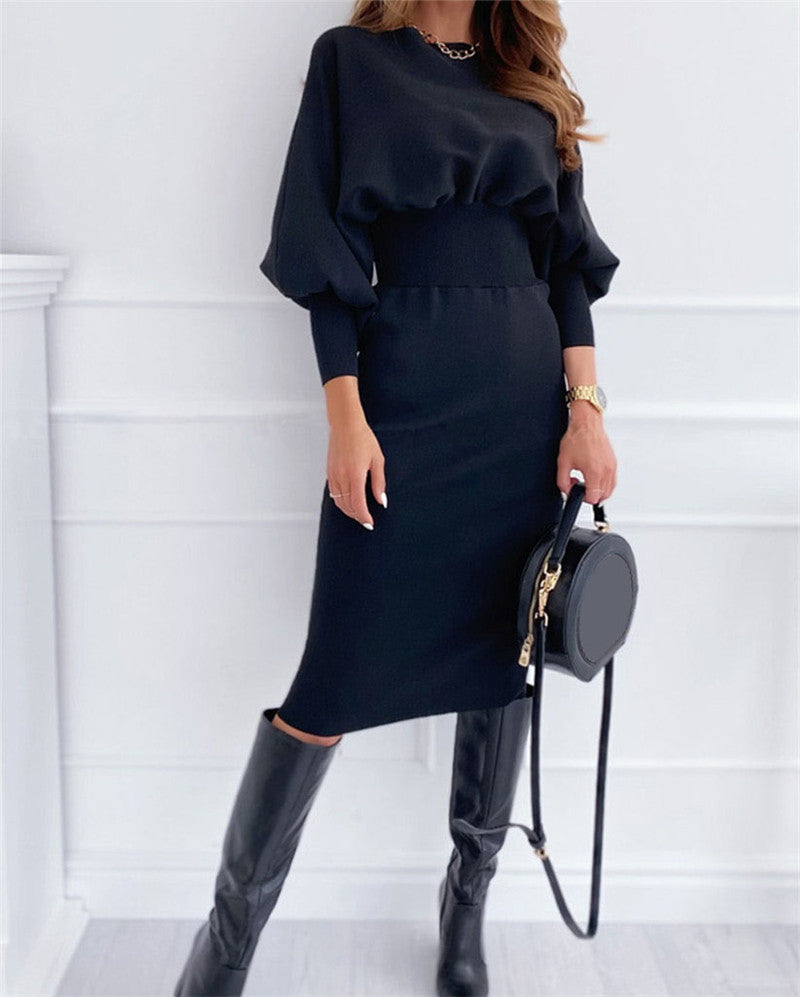 Call Me Angel Textured Satin Dress Black