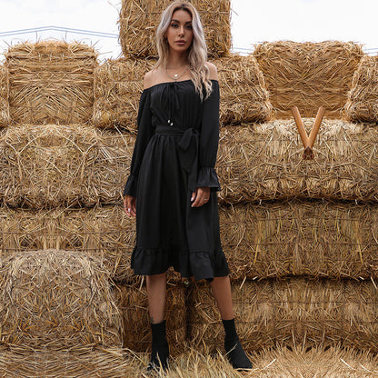 Waves Will Fade Pocketed Off The Shoulder Dress Onyx