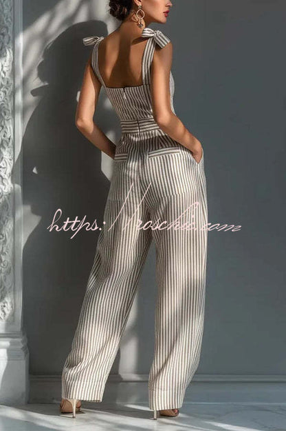 Elena Square-Neck Striped Jumpsuit